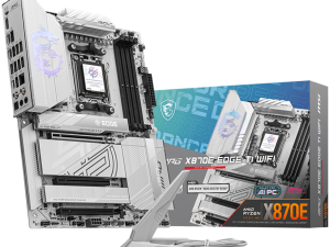 MSI MPG X870E EDGE TI WIFI, ATX, Socket AM5, 4x DDR5 Dual Channel DDR5 up to 8400(OC)MHz, 3x PCIe 3.0 x16 slot, 4x M.2 slot, 4x USB 2.0, 5x USB 10Gbps, 1x 10Gbps Type-C, 1x 40Gbps Type-C, HDMI, 7.1 HD Audio, 5G LAN, WiFI 7, BT, 3Y