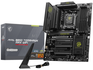 MSI MAG B850 TOMAHAWK MAX WIFI, ATX, Socket AM5, 4x DDR5 Dual Channel DDR5 up to 8400(OC)MHz, 3x PCIe 3.0 x16 slot, 4x M.2 slot, 4x USB 2.0, 1x USB 5Gbps, 2x USB 10Gbps, 3x USB 10Gbps Type-C, HDMI, 7.1 HD Audio, 5G LAN, WiFI 7, BT, 3Y