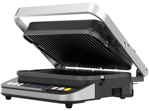 AENO ''Electric Grill EG1: 2000W, 3 heating modes - Upper Grill, Lower Grill, Both Grills  Defrost, Max opening angle -180°, Temperature regulation, Timer, Removable double-sided plates, Plate size 320*220mm''
