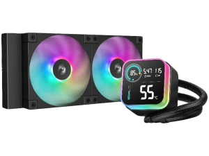 DeepCool LQ240, 240mm CPU Liquid Cooler, 2x120mm ARGB PWM Fans, LED Screen, Anti-Leak Technology, Black, LGA1851/1700/1200/1151/1150/1155, AMD AM5/AM4, 5Y, R-LQ240-BKLSMW-G-1