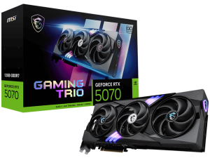 MSI Video Card Nvidia GeForce RTX 5070 12G GAMING TRIO OC, 12GB GDDR7, 192bit, Effective Memory Clock: 28000MHz, Boost: 2610 MHz, 6144 CUDA Cores, PCIe 5.0, 3x DP 2.1b, HDMI 2.1b, RAY TRACING, Triple Fan, 1x16pin, 650W Recommended PSU, 3Y