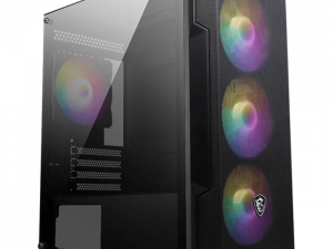 MSI MAG FORGE M100A, M-ATX Tower, M-ATX/ M-ITX, 1x USB 3.2 Gen 1 Type-A, 2x USB 2.0 Type-A, 1x Audio, 1x Mic, Power Button, 4x 120mm ARGB Fans, Mesh Panel, Acrylic panel.