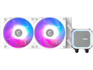 MSI MAG CORELIQUID A13 240 WHITE, 2x120mm Pre-installed ARGB Daisy Chain Fans, Replacable Top Cover, Copper Base Intel LGA 1700/1851, AMD AM5/AM4, 3Y Warranty