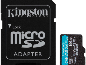Kingston 64GB microSDXC Canvas Go Plus Gen4 200MB/s A2 U3 V30 Card + Adapter