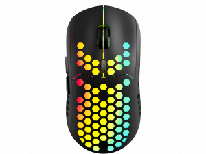 Canyon 7keys Gaming 2.4G wireless mouse, KA8 sensor, DPI up to 1600, rubber coating on panel, Huano 1million switch, 45cm PVC cable, ABS material. 400mAh battery, size: 125.8*63.7*41mm, weight: 95g, Black