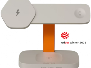 CANYON Wireless Charging Station Hexagon 310 3in1 LightGrey/Orange