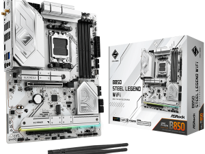 ASROCK MB Desktop B850 STEEL LEGEND WIFI, AM5, 4x DDR5, 1x PCIe 5.0 x16, 1x Blazing M.2(PCIe Gen5x4), 3x Hyper M.2, 4x SATA3, RAID 0, 1, 10, 7.1 CH HD Audio, 1x HDMI, 9x USB 3.2, 8x USB 2.0, 3x USB-C, 2.5G LAN, 2x Wi-Fi 7, 1x HDMI, 1x SPDIF, ATX
