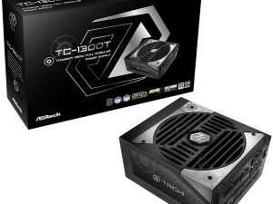 Asrock TC-1300T, 1300W, 80 Plus Titanium, Fully Modular PSU, Japanese Capacitors, 2x EPS 12V CPU(4+4pin), 2x PCIe5.1 (12+4pin), 8x PCIe (6+2pin), 3x 4-pin connectors, 9x SATA, OCP, SCP, OVP, UVP, OTP, OPP protections, 135 mm Axial Fan, ATX 3.1