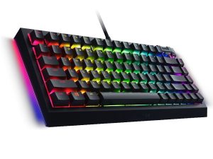 Razer BlackWidow V4 75%, Gaming Keyboard, US Layout, Razer Chroma RGB, Hot-swappable Design, Detachable Type C Cable, PCB & Case sound dampening foam, Up to 8,000 Hz polling rate, Doubleshot ABS Keycaps, Magnetic Plush Leatherette