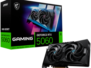MSI Video Card NVIDIA GeForce RTX 5060 8G GAMING OC, 8GB GDDR7, 128-bit, 2640 MHz Boost, 3840 CUDA Cores, PCIe 5.0 (x8), 3x DP 2.1b, HDMI 2.1b, RAY TRACING, Dual Fan, 155W TDP, 8-pin PCIe Power, G-SYNC, 2-Slot, 3Y