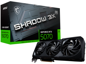 MSI Video Card Nvidia GeForce RTX 5070 12G SHADOW 3X OC, 12GB GDDR7, 192bit, Effective Memory Clock: 28000MHz, Boost: 2542 MHz, 6144 CUDA Cores, PCIe 5.0, 3x DP 2.1b, HDMI 2.1b, RAY TRACING, Triple Fan, 1x16pin, 650W Recommended PSU, 3Y