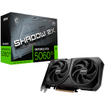 MSI Video Card NVIDIA GeForce RTX 5060 Ti 8G SHADOW 2X OC PLUS, 8GB GDDR7, 128-bit, 2617 MHz Boost, 4608 CUDA Cores, PCIe 5.0 (x8), 3x DP 2.1b, HDMI 2.1b, RAY TRACING, Dual Fan, 180W TDP, 8-pin PCIe Power, G-SYNC, 2-Slot, 3Y