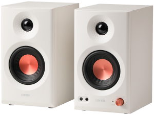 Edifier MR3 Active Studio Monitors, BT V5.4, RCA, AUX, 1-inch Tweeters, 3.5-inch Drivers, 36W (RMS), Tone Control Dials, White