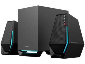 Edifier G1500 MAX 2.1 Audio System, BT V5.3, USB, AUX, 2.5-inch Drivers, 4-inch Subwoofer, RGB Lighting, 30W (RMS), Black