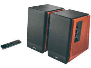 Edifier R1700BTs .0 Bookshelf Speakers, BT V5.1, RCA, 0.75-inch Tweeters, 4-inch Drivers, Sub-Out, 66W (RMS), Control Knobs and Remote Control, Brown