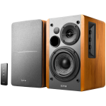 Edifier R1280T 2.0 Bookshelf Speakers, RCA, 0.5-inch Tweeters, 4-inch Drivers, 42W (RMS), Control Knobs and Remote Control, Brown