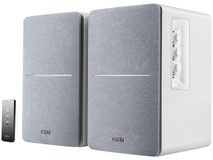 Edifier R1280T 2.0 Bookshelf Speakers, RCA, 0.5-inch Tweeters, 4-inch Drivers, 42W (RMS), Control Knobs and Remote Control, White