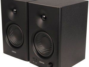 Edifier MR4 Active Studio Monitors, RCA, AUX, TRS, 1-inch Tweeters, 4-inch Woofers, 42W (RMS), Control Knob, Black