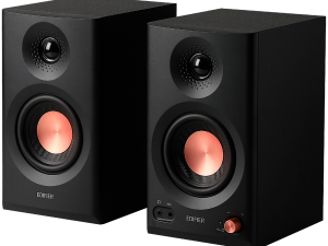 Edifier MR3 Active Studio Monitors, BT V5.4, RCA, AUX, 1-inch Tweeters, 3.5-inch Drivers, 36W (RMS), Tone Control Dials, Black