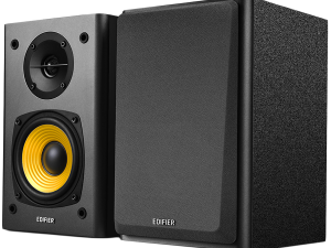 Edifier R1000T4 2.0 Bookshelf Speakers, RCA, 0.5-inch Tweeters, 4-inch Drivers, 24W (RMS), Control Buttons, Black