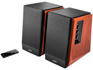 Edifier R1700BT 2.0 Bookshelf Speakers, BT V5.1, RCA, 0.75-inch Tweeters, 4-inch Drivers, 66W (RMS), Control Knobs and Remote Control, Brown