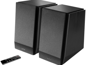 Edifier R1855DB 2.0 Bookshelf Speakers, BT V5.1, Optical, Coaxial, RCA, 0.75-inch Tweeters, 4-inch Drivers, Sub-Out, 70W (RMS), Control Knobs and Remote Control, Matte Black