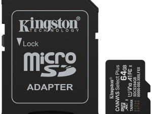 Kingston 64GB microSDXC Canvas Select Plus Gen3 100MB/s A1 Card + Adapter