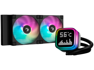DeepCool LP240, 240mm CPU Liquid Cooler, 2x120mm ARGB PWM Fans, Dot-matrix Screen, Anti-Leak Technology, Black, LGA1851/1700/1200/1151/1150/1155, AMD AM5/AM4, 5Y, R-LP240-BKMSNC-G-1