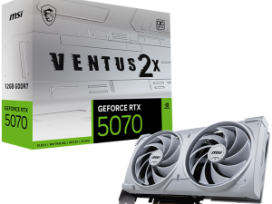 MSI Video Card Nvidia GeForce RTX 5070 12G VENTUS 2X OC WHITE, 12GB GDDR7, 192bit, Effective Memory Clock: 28000MHz, Boost: 2542 MHz, 6144 CUDA Cores, PCIe 5.0, 3x DP 2.1b, HDMI 2.1b, RAY TRACING, Dual Fan, 1x16pin, 650W Recommended PSU, 3Y