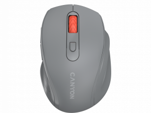 Canyon 6 buttons wireless 2.4Ghz mouse, MX8650A Sensor, DPI up to 1600,Injection case, 3 M life times left and right switches, 2xAAA battery, ABS material. Size: 105x71x40mm, Weight: 59g, Dark grey