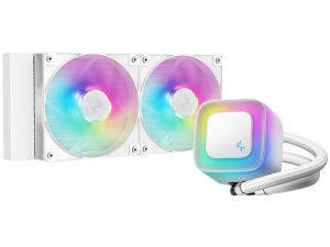 DeepCool LE240 WH V2, 240mm CPU Liquid Cooler, 2x120mm PWM ARGB Fans, ARGB block, White, LGA1851/1700/1200/1151/1150/1155, AMD AM5/AM4, R-LE240-WHAMMN-G-2, 3Y