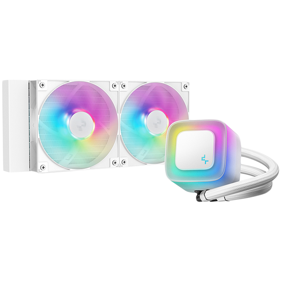 DeepCool LE240 WH V2, 240mm CPU Liquid Cooler, 2x120mm PWM ARGB Fans, ARGB block, White, LGA1851/1700/1200/1151/1150/1155, AMD AM5/AM4, R-LE240-WHAMMN-G-2, 3Y
