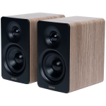 Edifier M60 Bookshelf Speakers, Bluetooth V5.3 (Hi-Res & Hi-Res Wireless), USB-C and 3.5 mm AUX inputs, 1-inch silk-dome tweeters  3-inch long-throw aluminum diaphragm mid-low drivers, 66 W (RMS), touch panel controls, Classic Oak