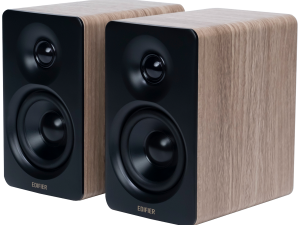 Edifier M60 Bookshelf Speakers, Bluetooth V5.3 (Hi-Res & Hi-Res Wireless), USB-C and 3.5 mm AUX inputs, 1-inch silk-dome tweeters 3-inch long-throw aluminum diaphragm mid-low drivers, 66 W (RMS), touch panel controls, Classic Oak