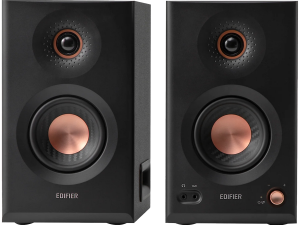 Edifier MR5 Active Studio Monitors (Tri-amped), BT V6.0, Balanced XLR, Balanced TRS, RCA and AUX, with headphone output, 5-inch woofers, 3.75-inch mid-range drivers, and 1-inch silk dome tweeters, 110W (RMS), Room Acoustic Compensation, Black