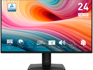MSI PRO MP242A E2 Professional Business Monitor, 23.8" 120Hz, FHD (1920x1080) 16:9, IPS Anti-glare, 1ms/4ms, 300nits, 1500:1, 178/178, Adaptive-Sync, Tilt, Speakers, 1x D-Sub(VGA), 1x HDMI, 1x DP, 1x Headphone-out, 3Y Warranty