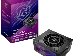 Asrock PG-1300G, 1300W, 80 Plus Gold, Fully Modular PSU, Japanese Capacitors, 2x EPS 12V CPU(4+4pin), 2x PCIe5.1 (12+4pin), 6x PCIe (6+2pin), 3x 4-pin connectors, 9x SATA, OCP, SCP, OVP, UVP, OTP, OPP protections, 135 mm Axial Fan, ATX 3.1