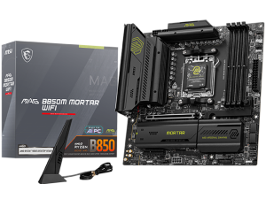 MSI B850M MORTAR WIFI, mATX, Socket AM5, 4x DDR5 Dual Channel DDR5 up to 8200(OC)MHz, 1x PCIe x16 slot, 3x M.2 slot, 4x USB 5Gbps, 1x USB 10Gbps Type-C, 1x USB 20Gbps Type-C, HDMI, DP, 7.1 HD Audio, 5G LAN, WiFI 7, BT, 3Y