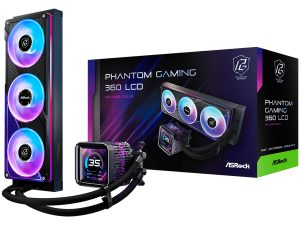 Asrock PHANTOM GAMING 360 LCD, AiO liquid cooler, ARGB, IPS LCD, 360 mm radiator, AM5, AM4, LGA1851, LGA1700, 90-APGA36-BAAGA5, 6Y