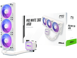 Asrock Pro White 360 ARGB, AiO liquid cooler, 360 mm radiator, AM5, AM4, LGA1851, LGA1700, 90-APRA36-WAAGA6, White, 6Y
