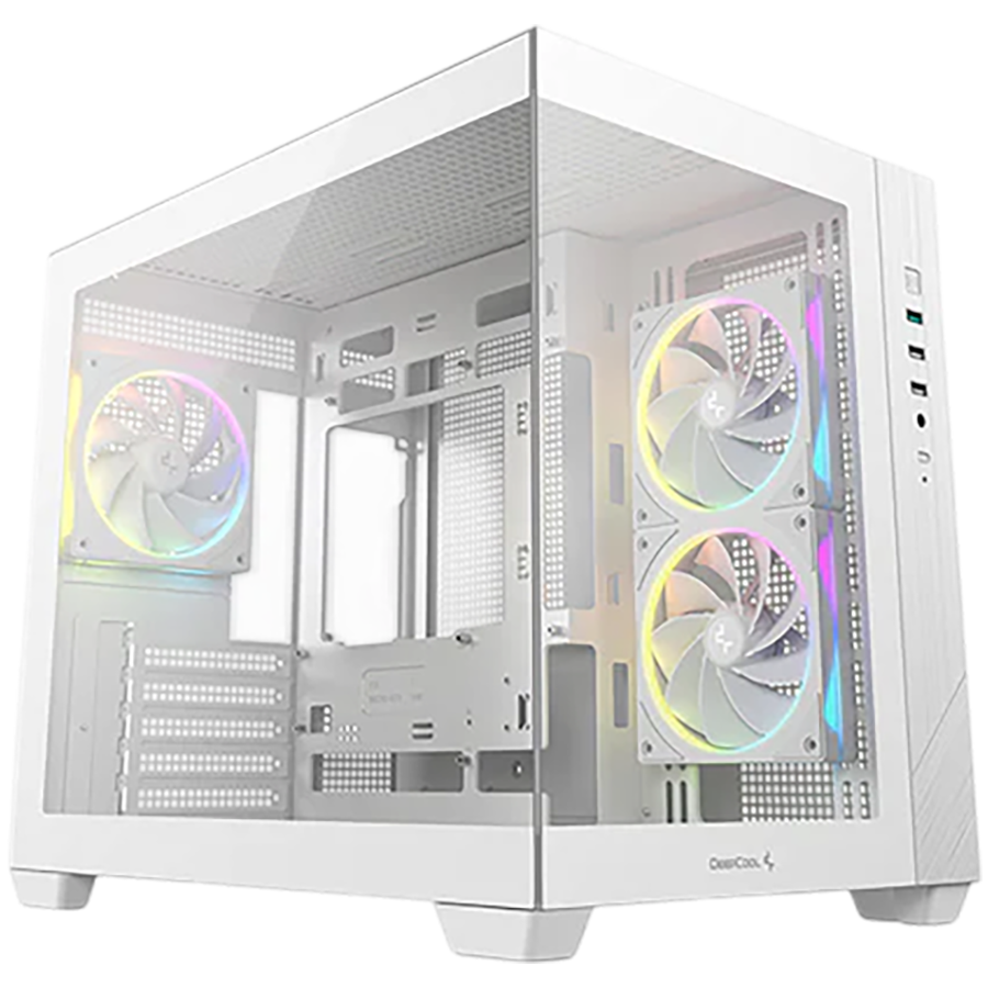 DeepCool CG330-3F WH, Mid Tower, Mini-ITX/Micro-ATX(Rear Connector), 1xUSB3.0, 2xUSB2.0, 1xAudio, 3x120mm Pre-Installed ARGB Fans, Tempered Glass, Mesh Panel, White, R-CG330-WHNGM3-G