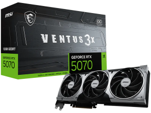 MSI Video Card Nvidia GeForce RTX 5070 12G VENTUS 3X OC, 12GB GDDR7, 192bit, Effective Memory Clock: 28000MHz, Boost: 2542 MHz, 6144 CUDA Cores, PCIe 5.0, 3x DP 2.1b, HDMI 2.1b, RAY TRACING, Triple Fan, 1x16pin, 650W Recommended PSU, 3Y