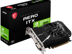 MSI Video Card Nvidia GeForce GT 1030 AERO ITX 4GHD4 OC, 4GB DDR4, 64-bit, 2100MHz Memory Speed, 1430MHz Boost, 384 CUDA Cores, 1x DVI-D, HDMI 2.1, 300W Recommended PSU, 3Y