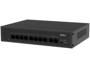 Imou 10-port 100M unmanaged PoE Switch, 8x PoE 10/100, 2x uplink 10/100, 65W total power, up to 250m PoE, 4KV lighting Protection, 802.3af/at,