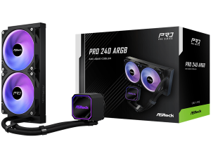 Asrock Pro 240 ARGB, AiO liquid cooler, 240 mm radiator, AM5, AM4, LGA1851, LGA1700, 90-APRA36-BAAGA6, Black, 6Y
