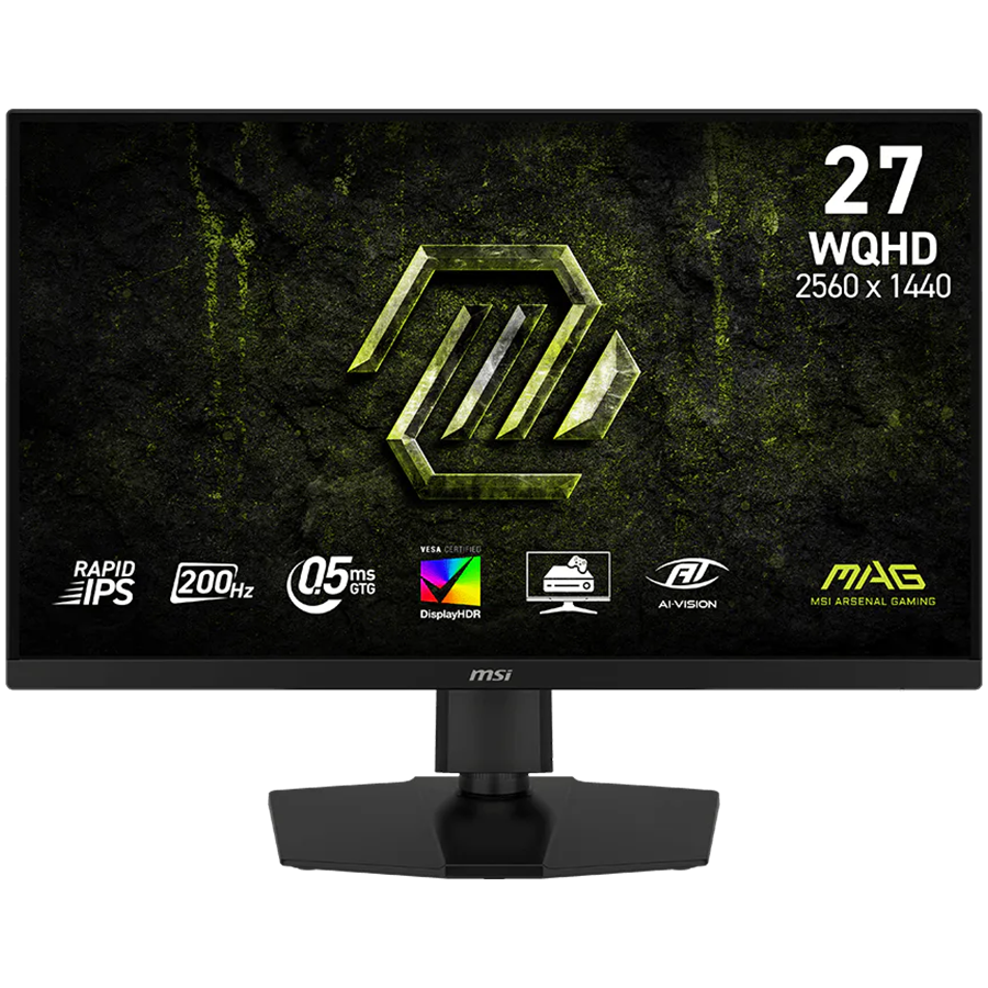 MSI MAG 274QPF E20 Gaming Monitor, 27" 200Hz, WQHD (2560x1440) 16:9, Rapid IPS, 0.5ms, 300nits, 1000:1, 178/178, G-SYNC Compatible, AMD FreeSync Premium, DisplayHDR 400, Adjustable stand, 1x DP, 2x HDMI, 1x Type-C, 1x Headphone out, 3Y Warranty