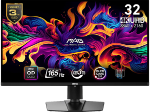 MSI MAG 321UP QD-OLED Gaming Monitor, 31.5" 165Hz, UHD (3840x2160) 16:9, QD-OLED Anti-Reflection, 0.03ms, 250nits, 1500000:1, 178/178, AMD FreeSync Premium Pro, DisplayHDR True Black 400, Adjustable Stand, 1x DP, 2xHDMI, 1xType-C, 1xHeadphone out, 3Y