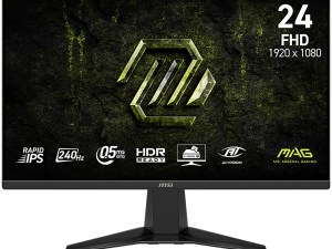 MSI MAG 245F X24 Gaming Monitor, 23.8" 240Hz, FHD (1920x1080) 16:9, Rapid IPS, 0.5ms, 300nits, 1000:1, 178/178, AMD FreeSync Premium, HDR Ready, Tilt, 1x DP, 2x HDMI, 1x Headphone out, 3Y Warranty