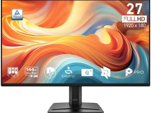 MSI PRO MP275 E14L Professional Business Monitor, 27" 144Hz, FHD (1920x1080) 16:9, IPS Anti-glare, 1ms/4ms, 300nits, 1500:1, 178/178, AMD FreeSync, HDR Ready, Tilt, Speakers, 1x D-Sub(VGA), 1x HDMI, 3Y Warranty