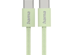 HAMA Кабел за зареждане "Fabric", USB-C - USB-C, 1 m, Nylon, зелен